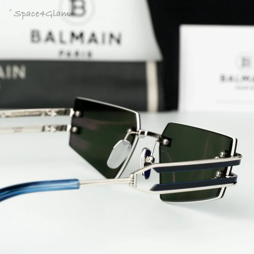 Balmain Men Sunglasses FIXE BPS-123E-54 Silver Blue Mirror Geometric BRAND NEW